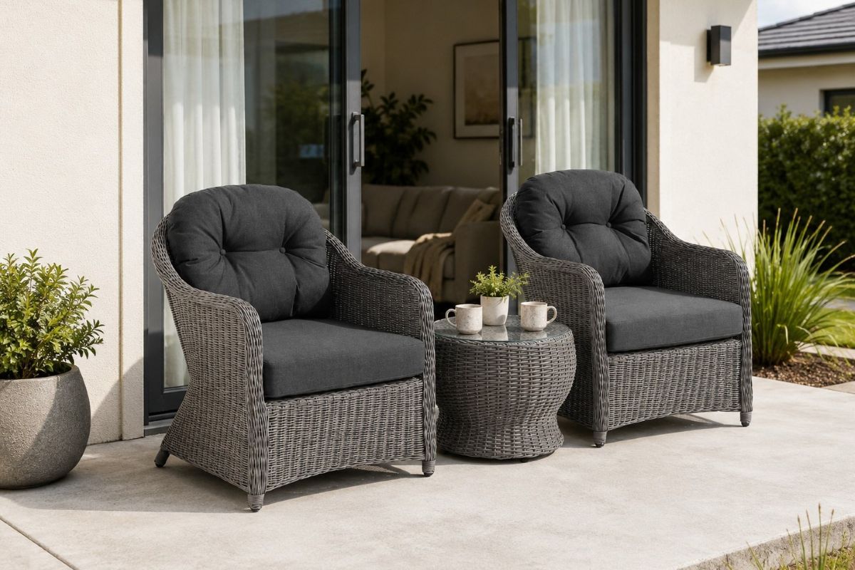 hampton rattan chair set grey