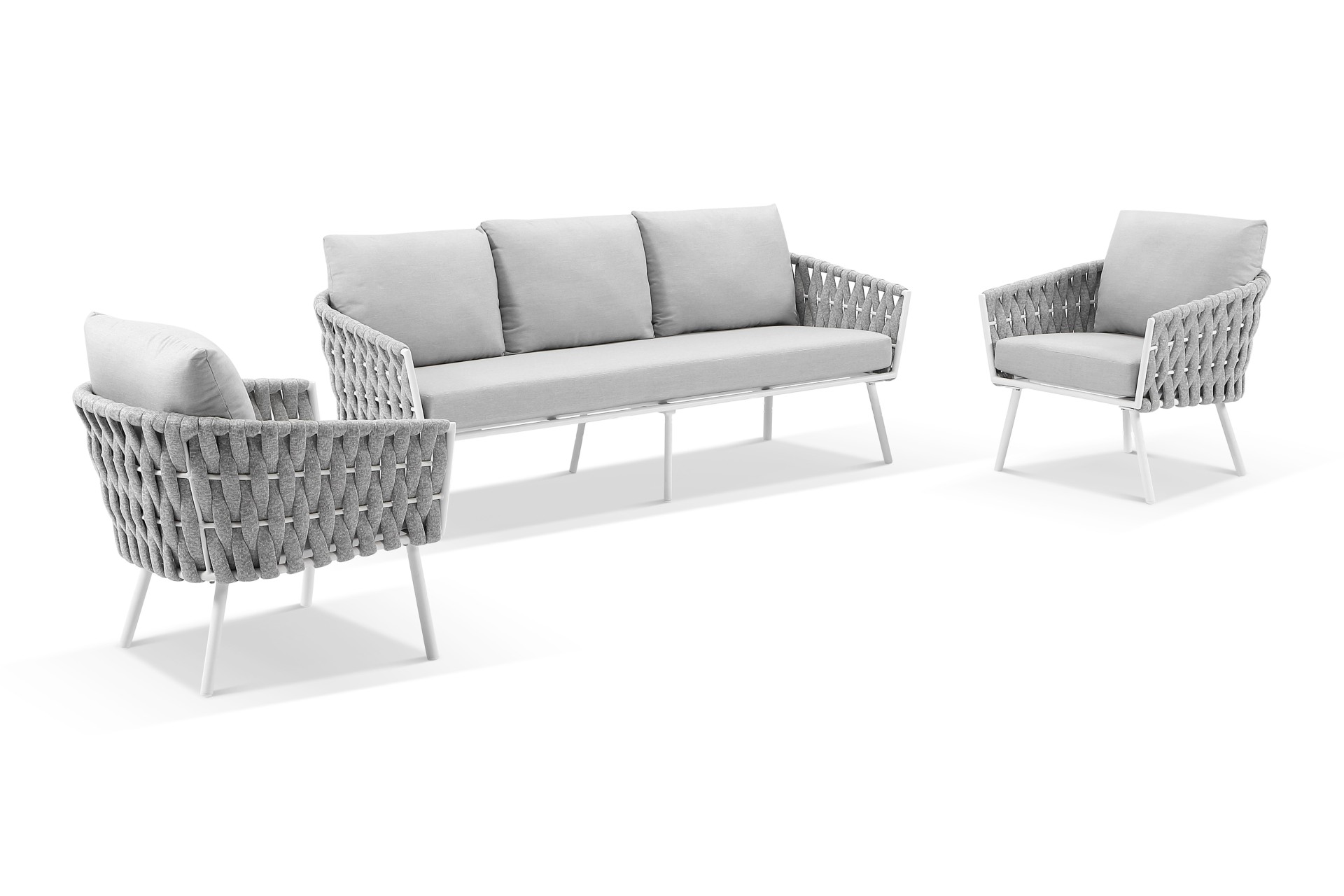 malmo rope 3+1+1 lounge set white