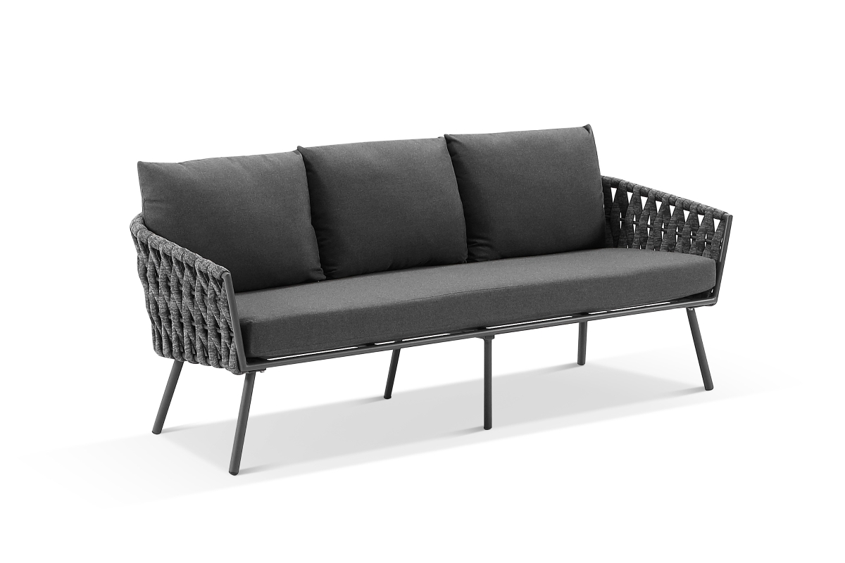 malmo 3 seater rope sofa charcoal