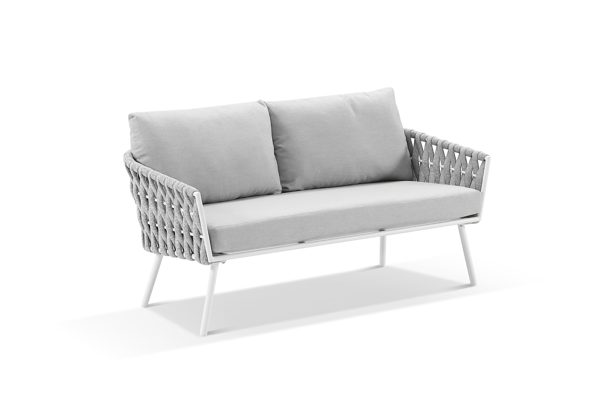 malmo 2 seater rope sofa white
