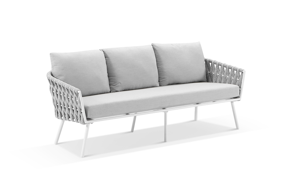 malmo 3 seater rope sofa white
