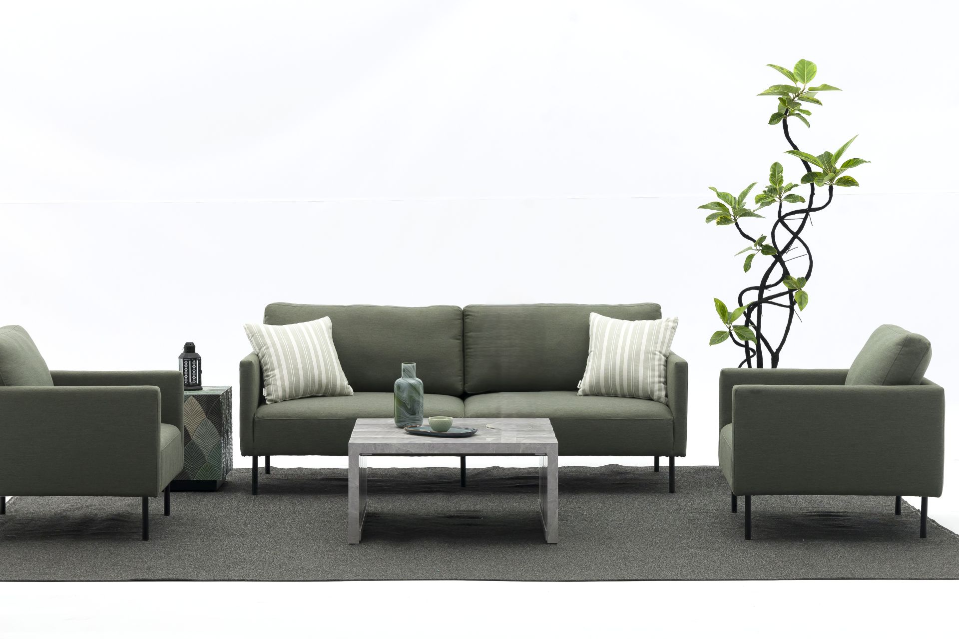 milan 2 seater lounge set green