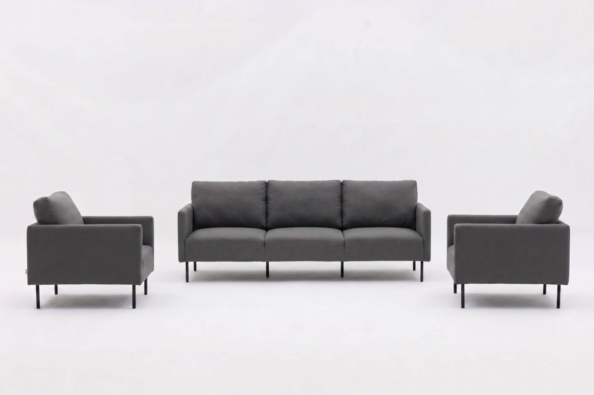 milan 3 seater lounge set black