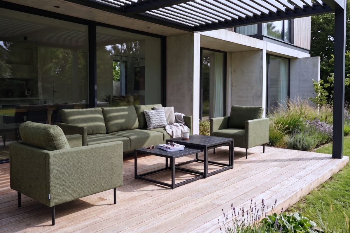 milan 3 seater lounge set green