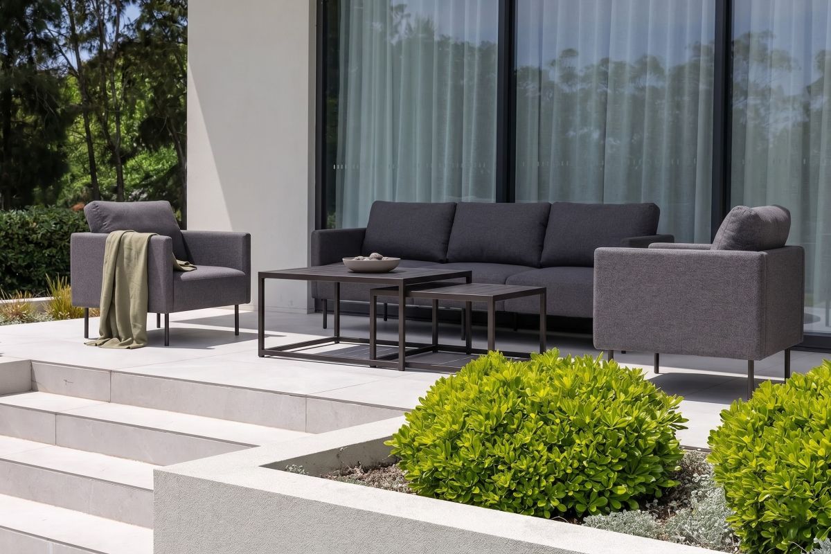 milan 3 seater lounge set black