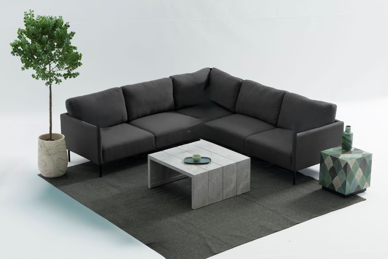milan corner sofa black