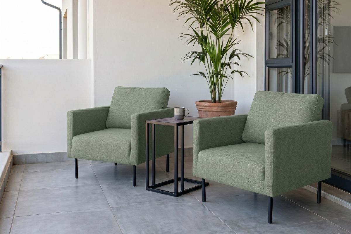 milan chair set with ceramic side table green