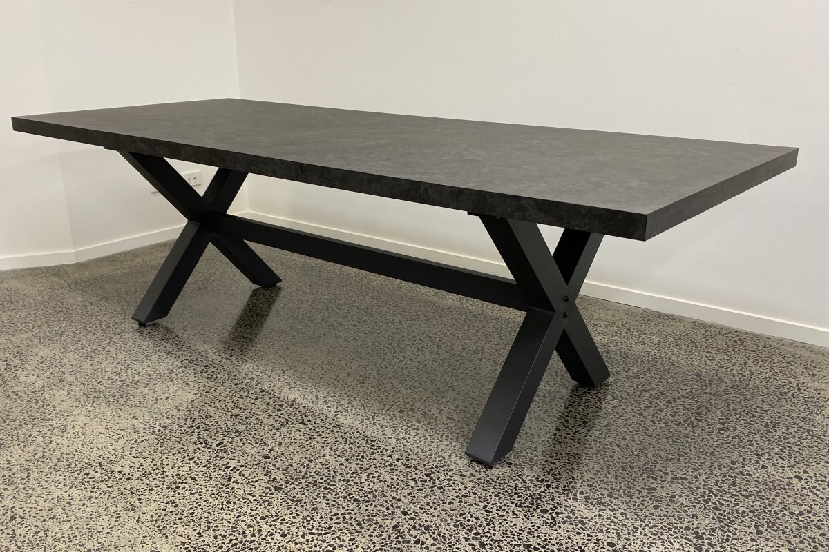 modena x leg ceramic dining table charcoal