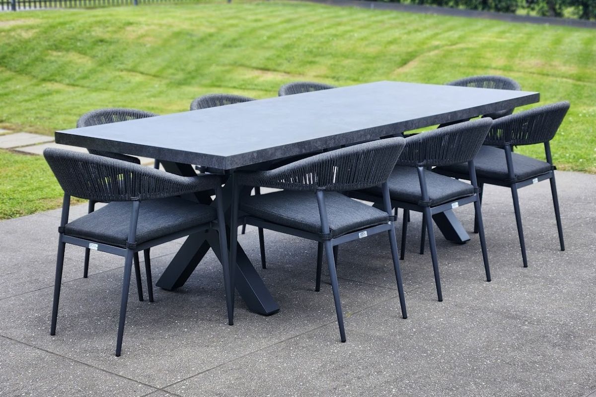 modena x leg ceramic dining table charcoal
