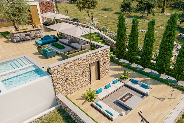 modern exterior home cantilever umbrellas