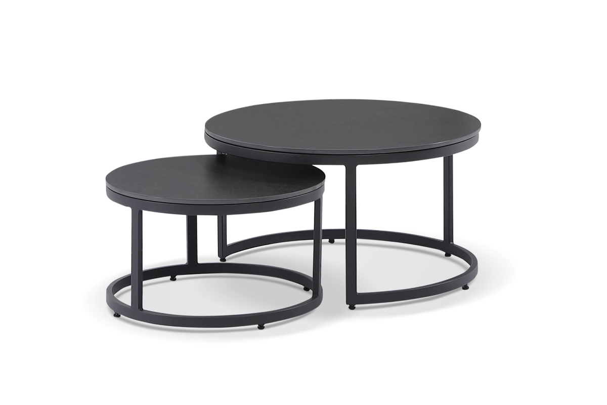 oasis round coffee table set charcoal