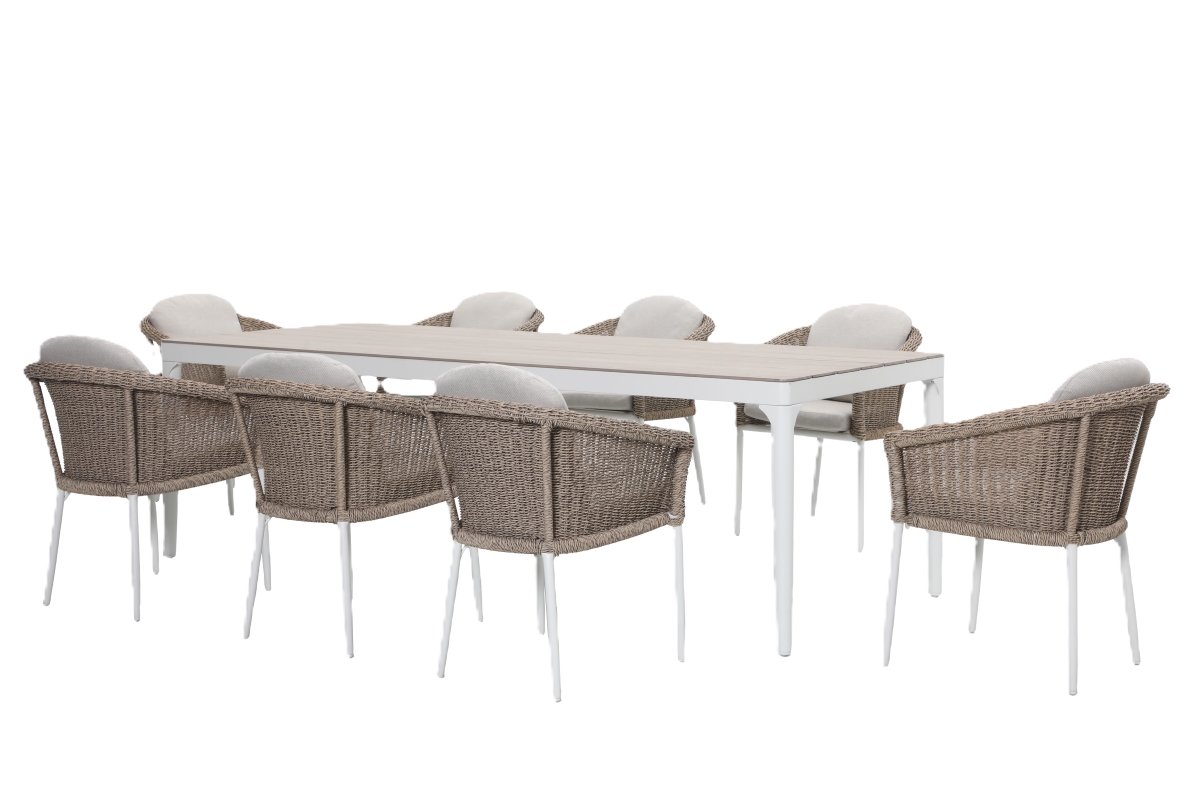 ohope 9pc aluminium and rattan outdoor dining set