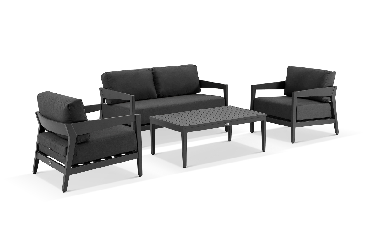 omaha 2 seater lounge set charcoal