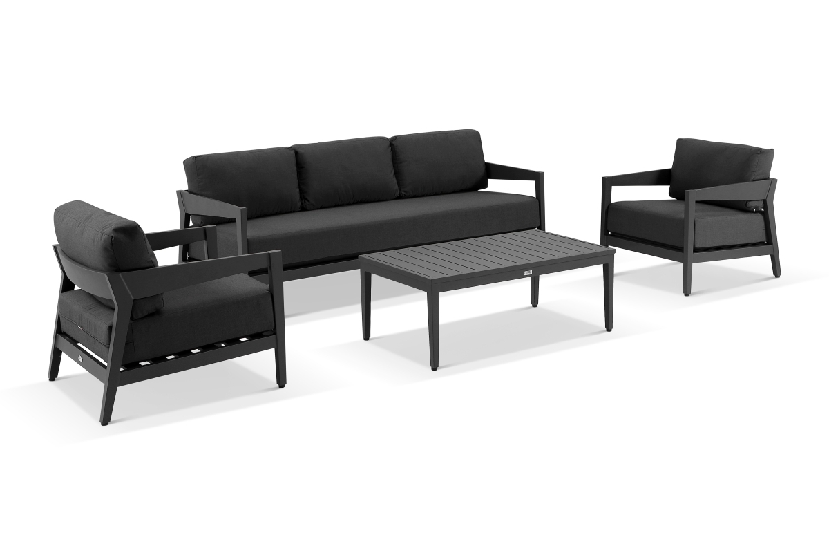 omaha 3 seater lounge set charcoal
