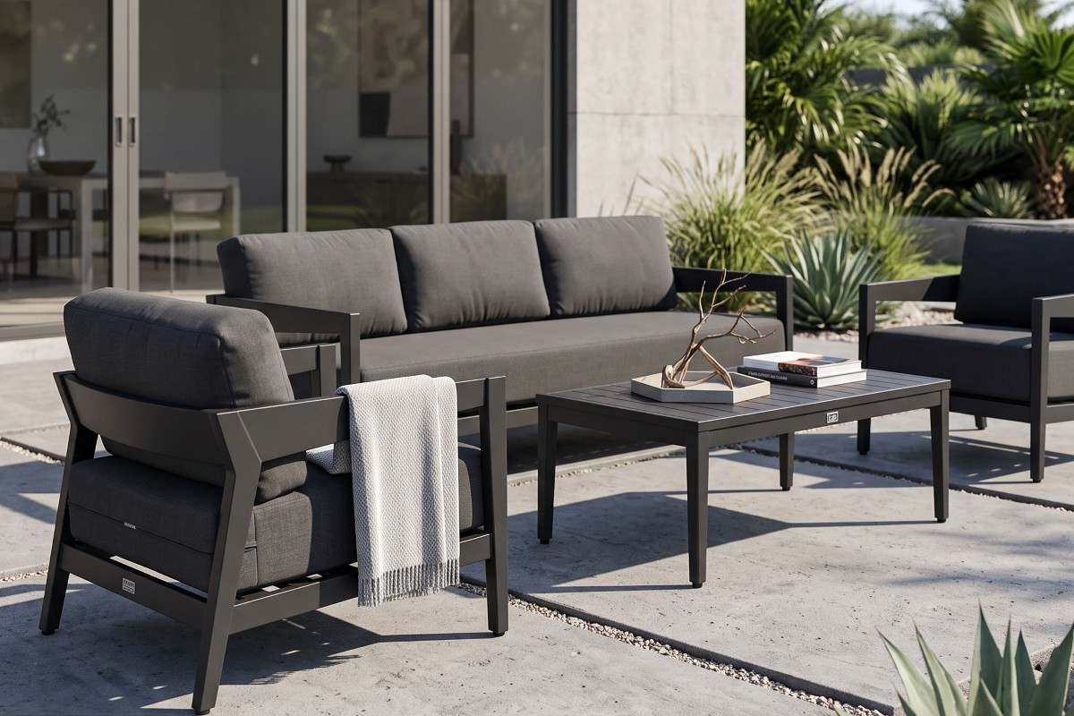 omaha 3 seater lounge set charcoal