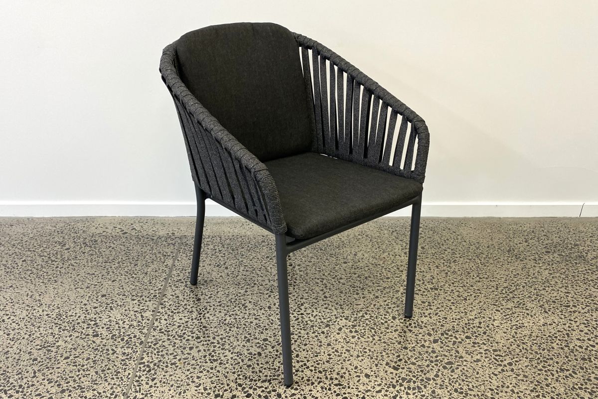 Palm Charcoal Rope Outdoor Dining Chair Modern Style