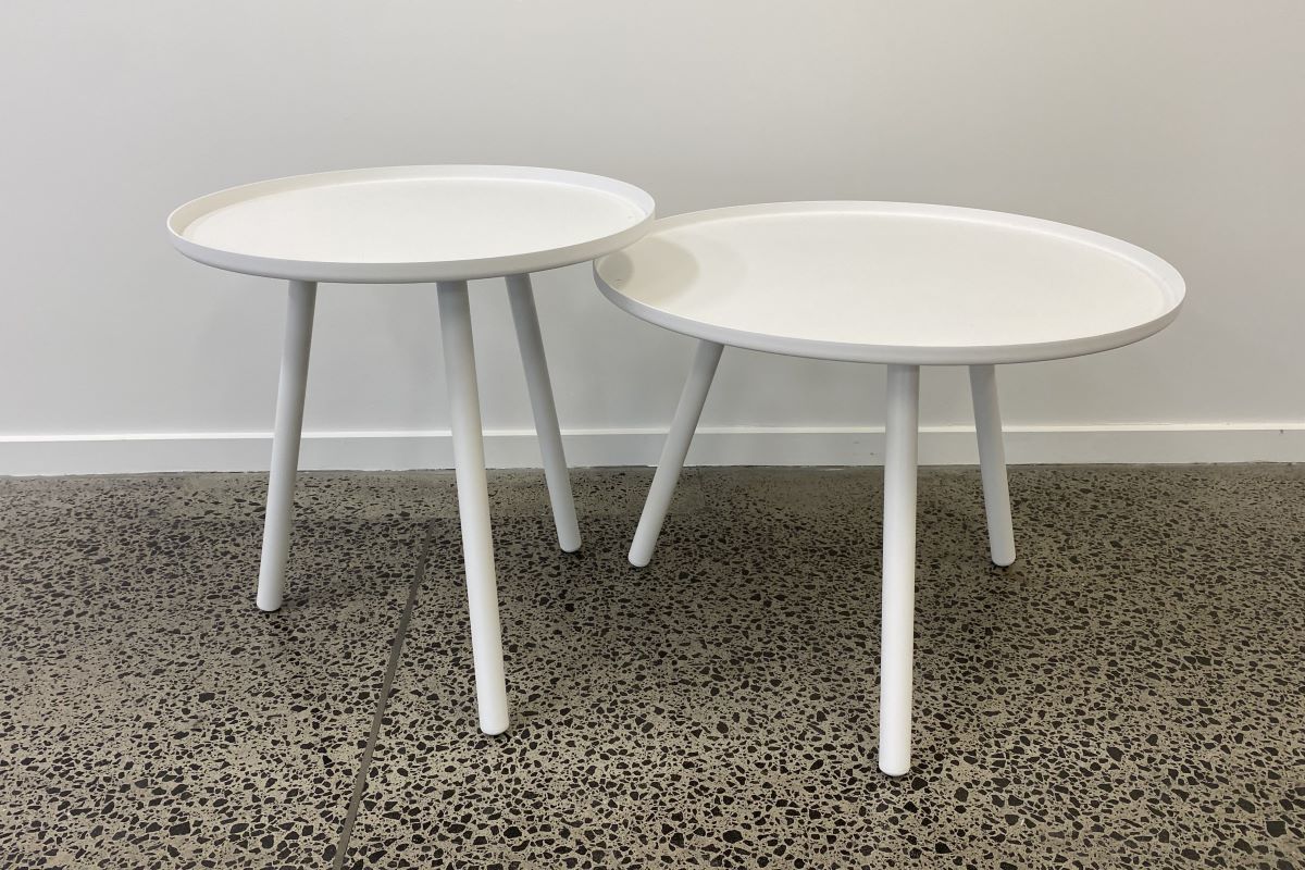 palm round coffee table set white