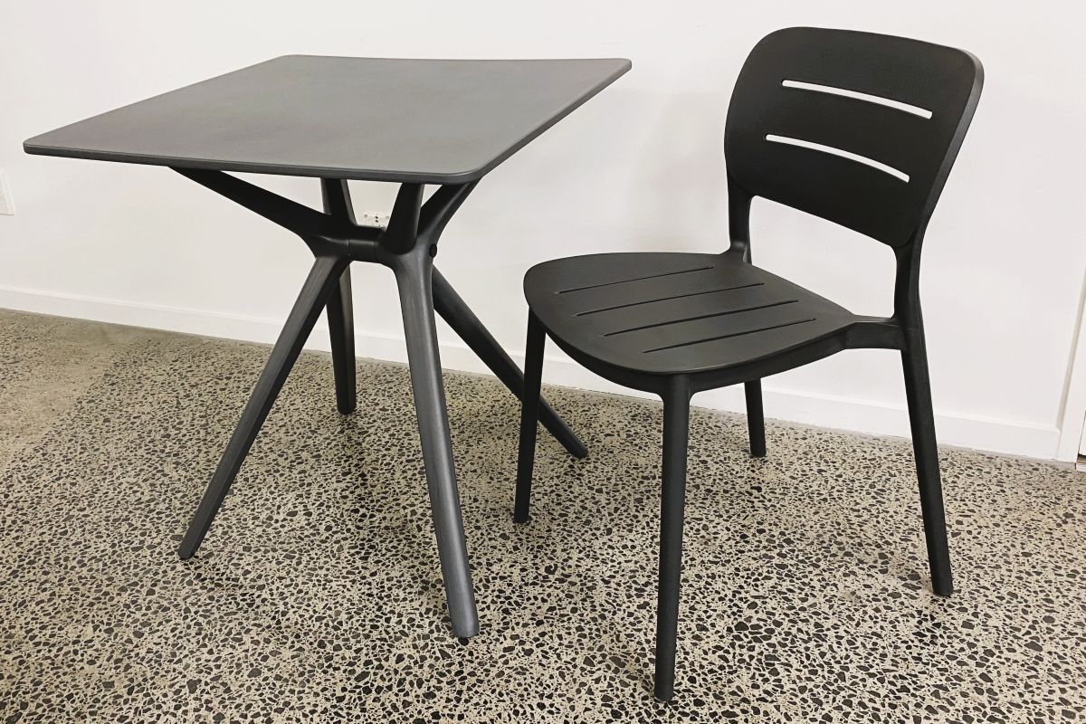 grace resin outdoor dining chair charcoal