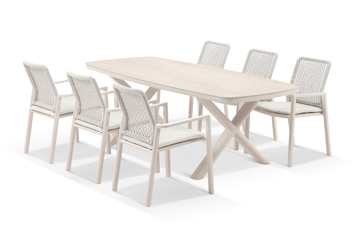 tekapo dining set with 6 manly dune chairs
