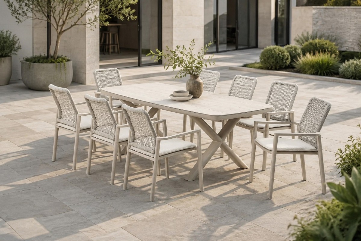tekapo dining set with 8 manly dune chairs