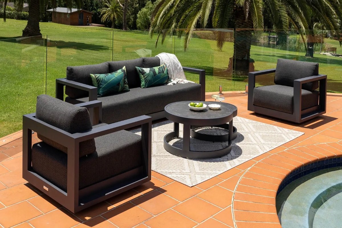 wanaka 3 seater lounge set charcoal