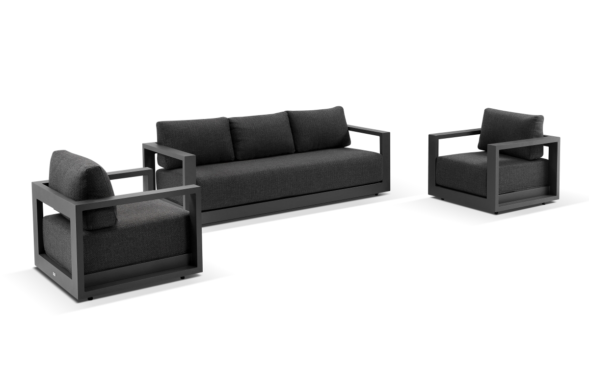wanaka 3 seater lounge set charcoal